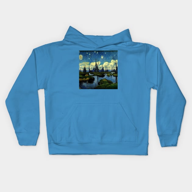 Starry Night in Kashyyyk Kids Hoodie by Grassroots Green